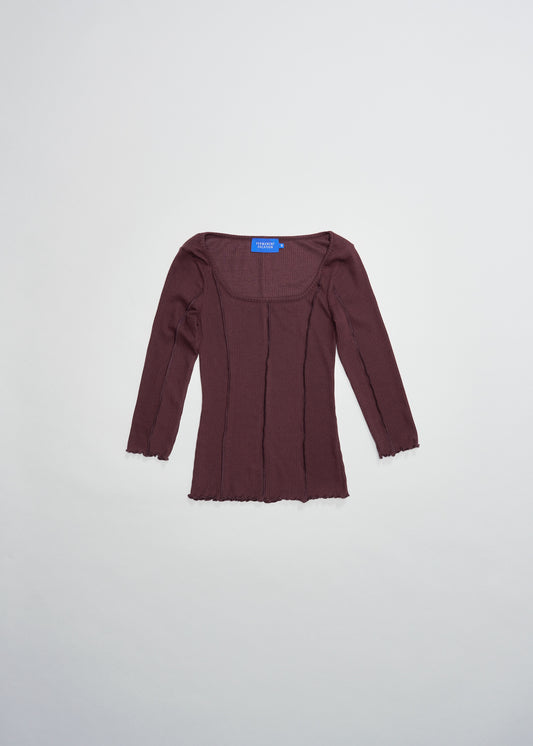 Segment Scoop Top in Garnet