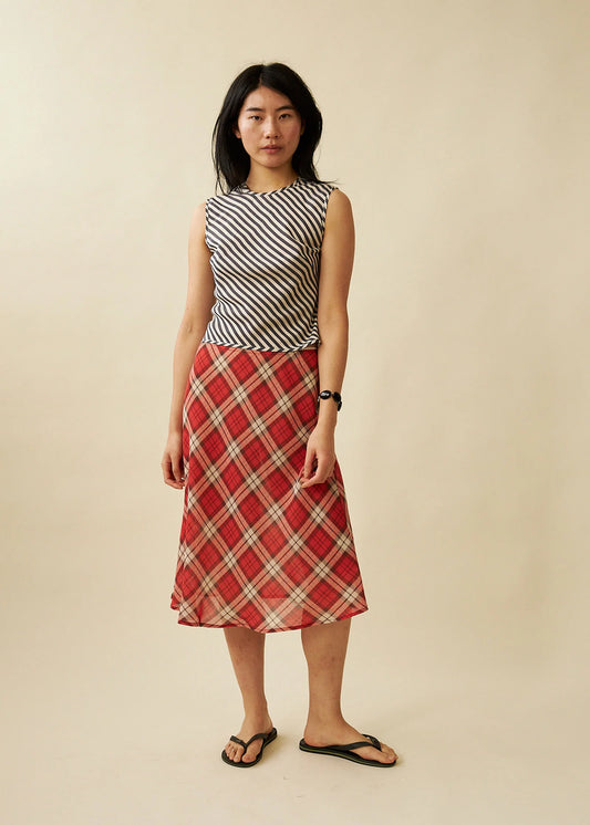 Slip Skirt in Vermillion Tartan