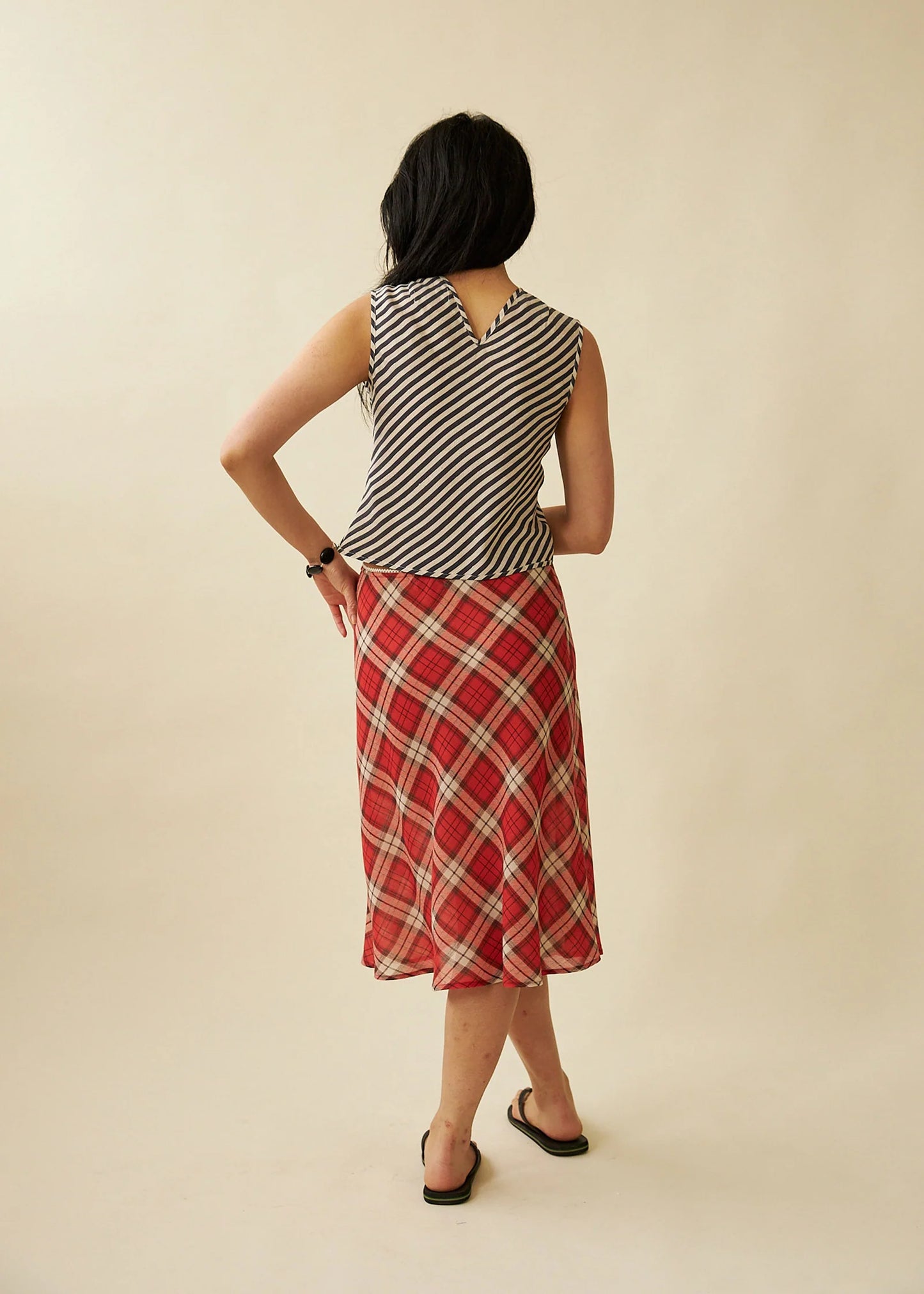 Slip Skirt in Vermillion Tartan
