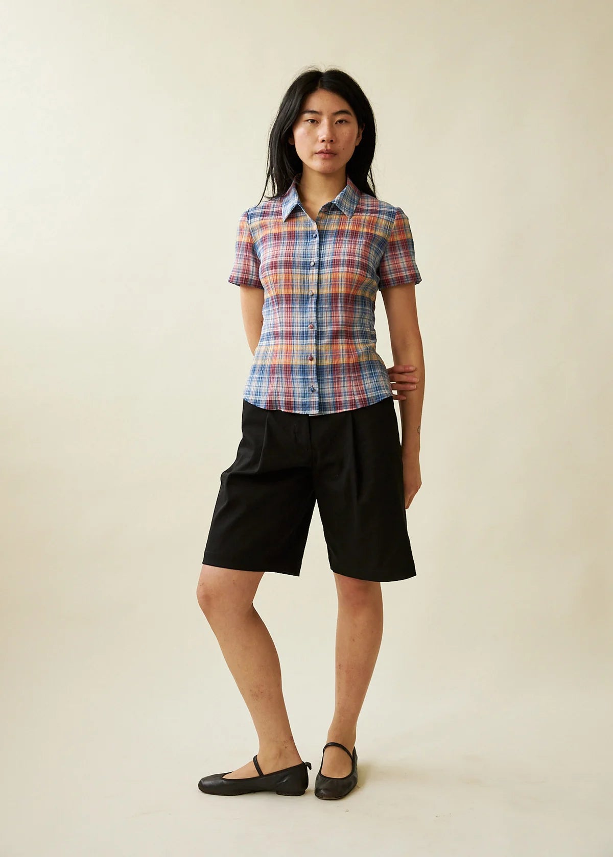 Evie Shirt in Primary Tartan
