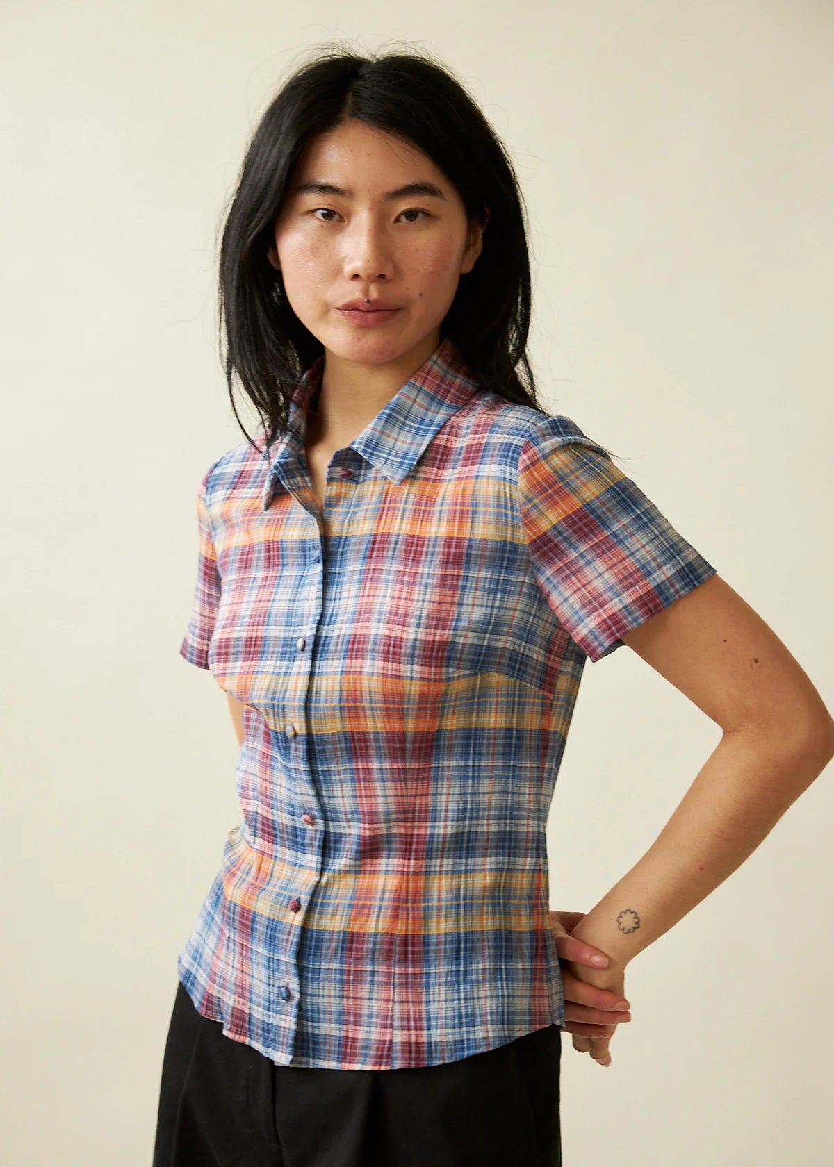 Evie Shirt in Primary Tartan