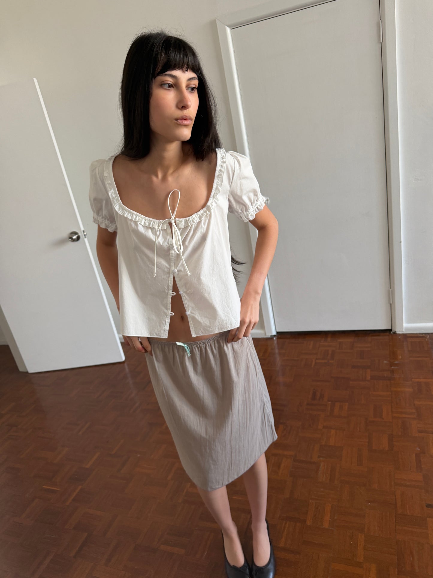 Flounced Top in White