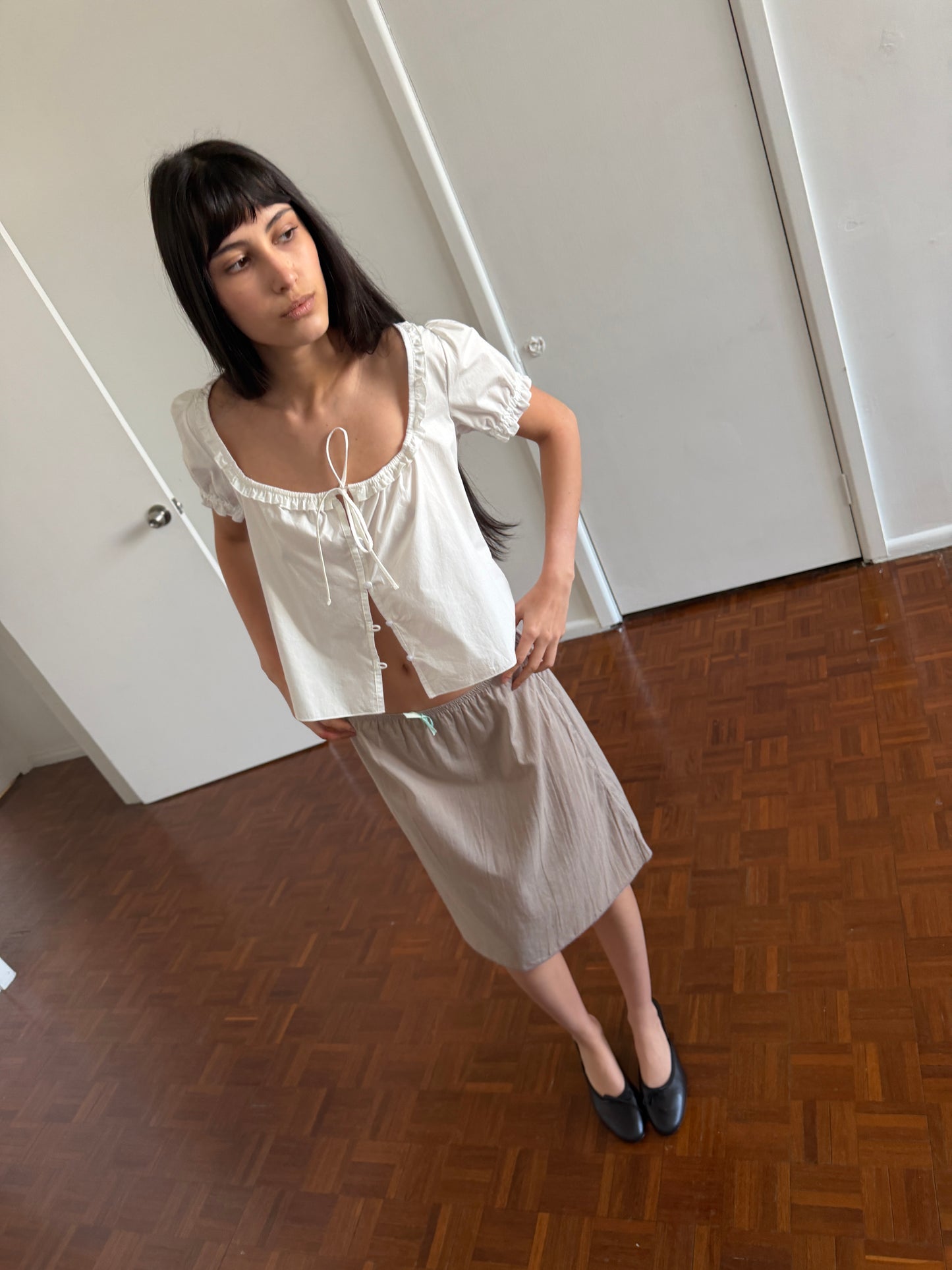 Flounced Top in White