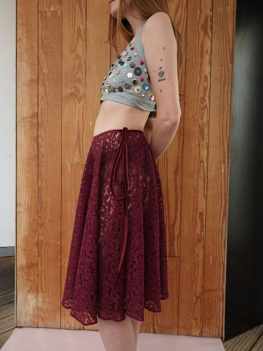 Odette Skirt in Burgundy Lace