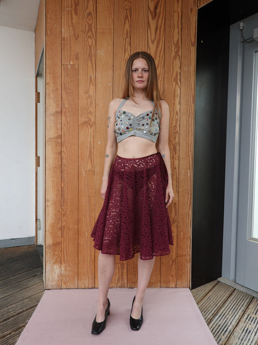 Odette Skirt in Burgundy Lace