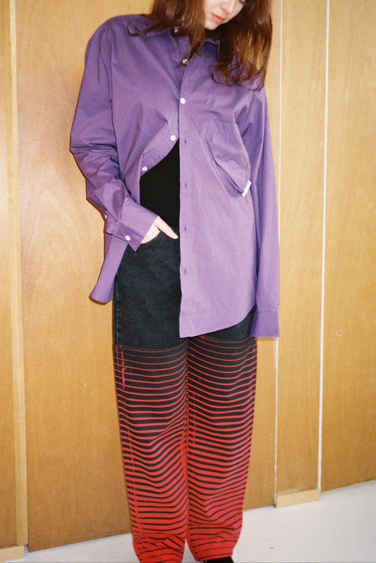 Upcycled Jeans Red Print