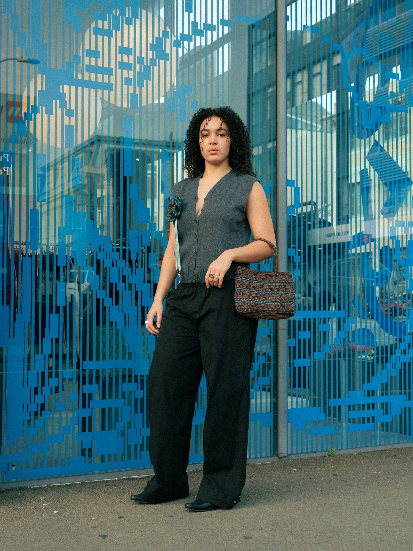 Line Bag in Mid Brown & Aqua