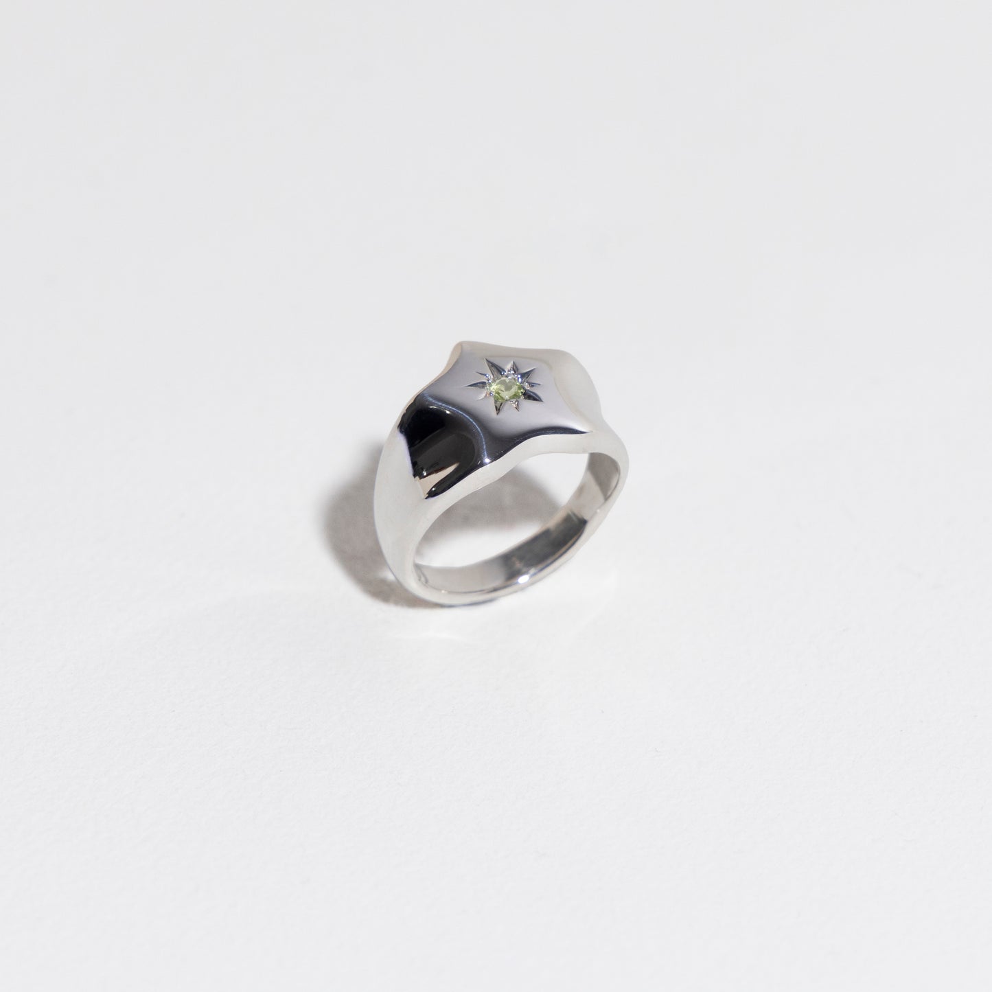 Star Signet Ring in Silver & Peridot