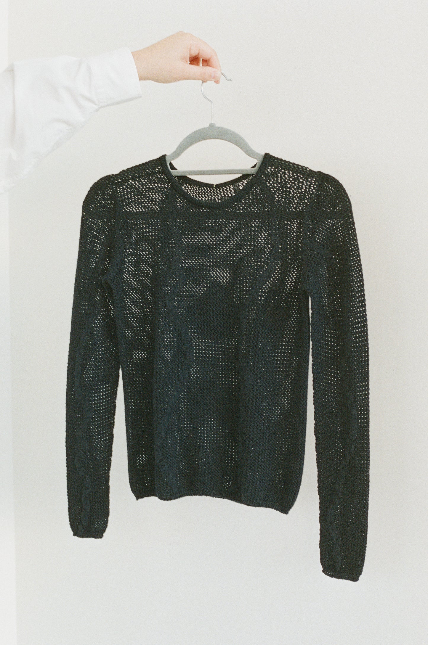 Slow Mesh Knit Longsleeve in Deep Black