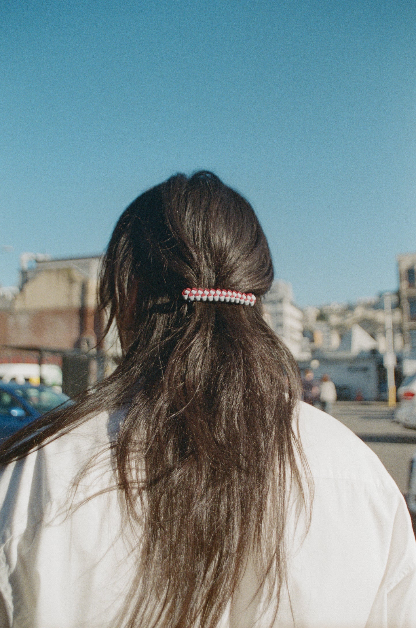 Barrette in Periwinkle/Sienna