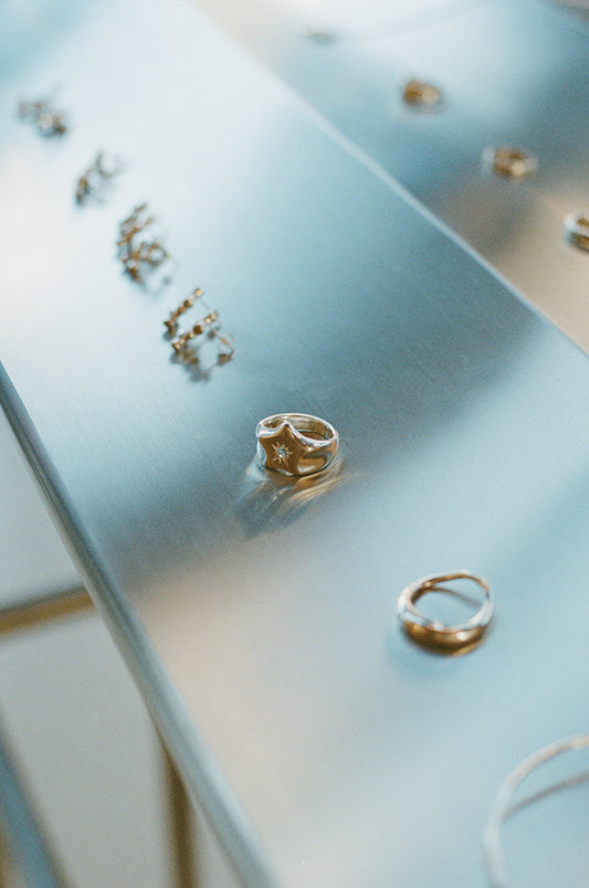 Star Signet Ring in Silver & Topaz