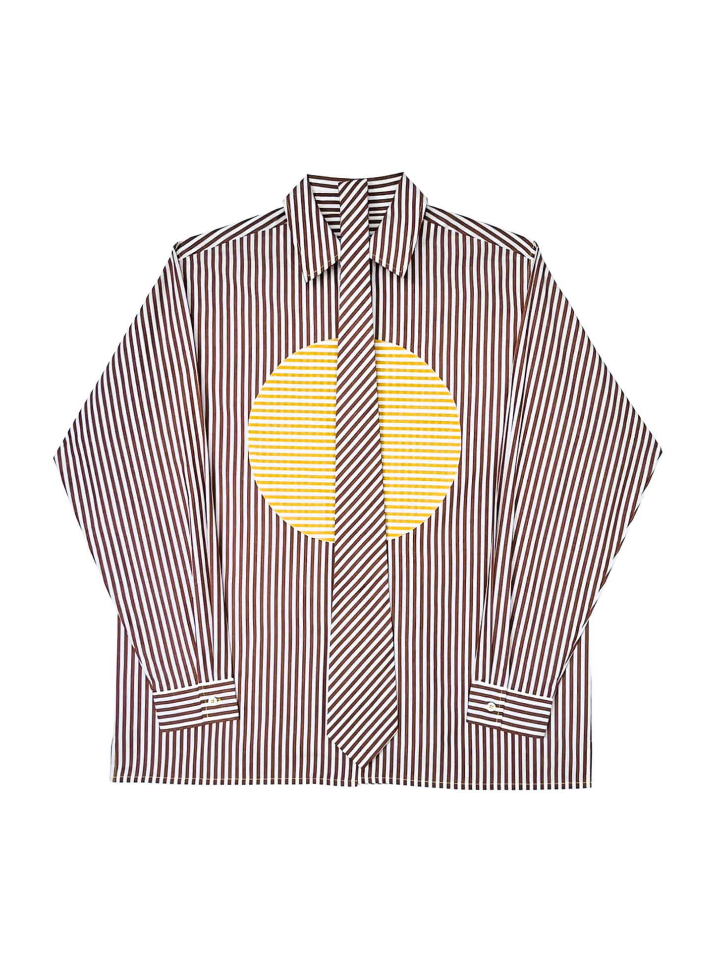 Sun Shirt with Tie in Yellow & Brown