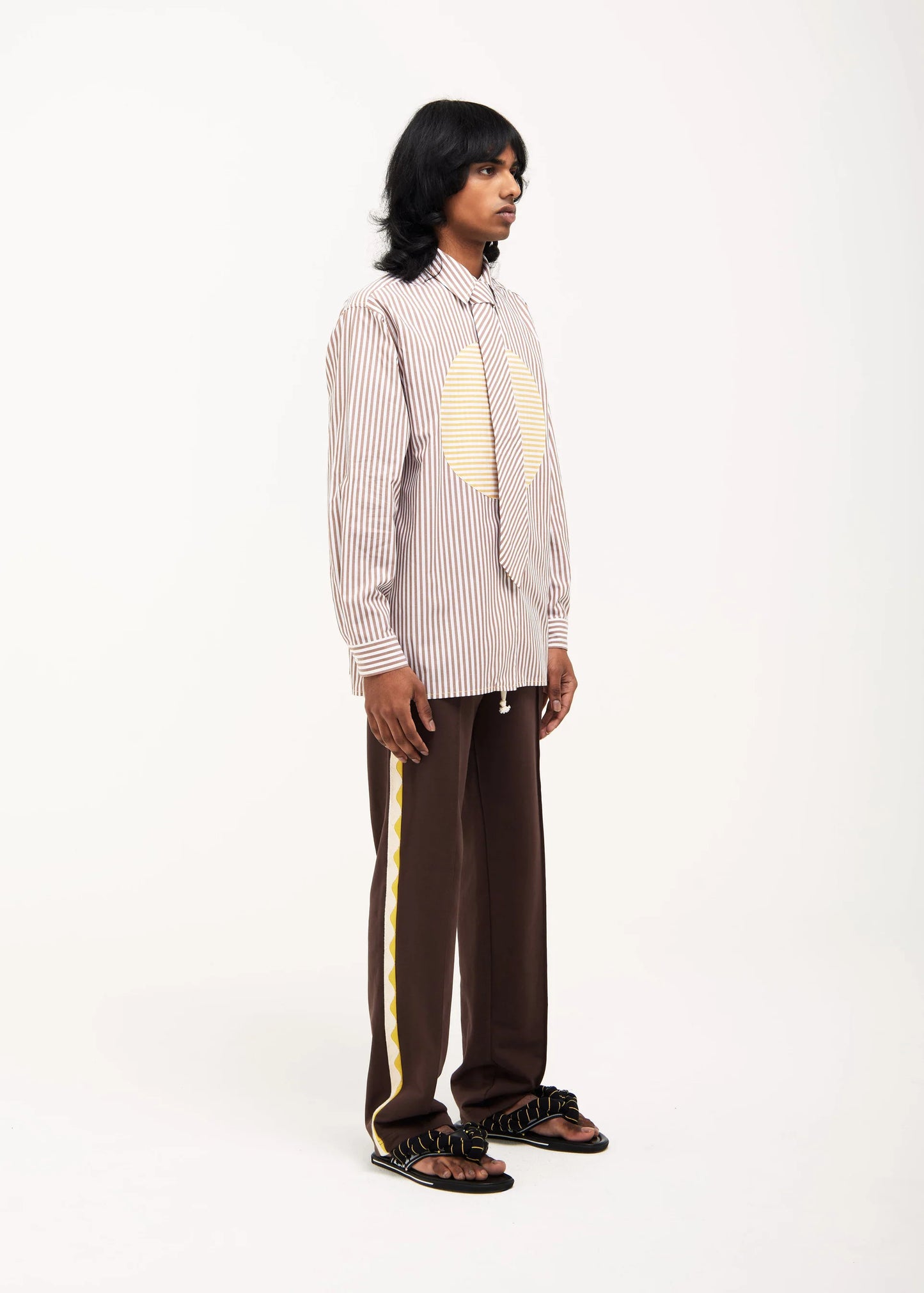 Sun Shirt with Tie in Yellow & Brown