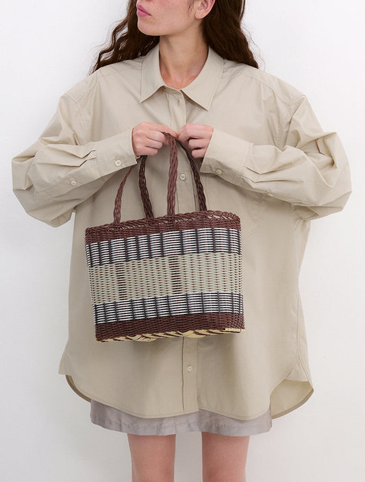 Mercado Tote Basket in Chocolate & Palm