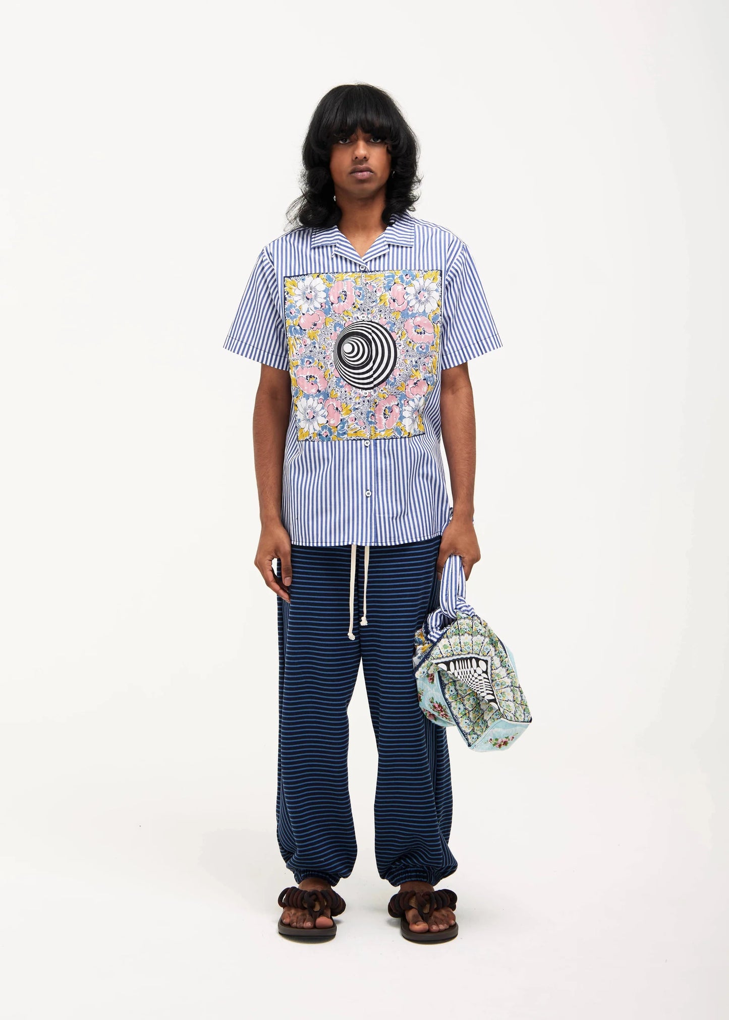 Handkerchief Shirt in Dark Blue with Spiral Motif