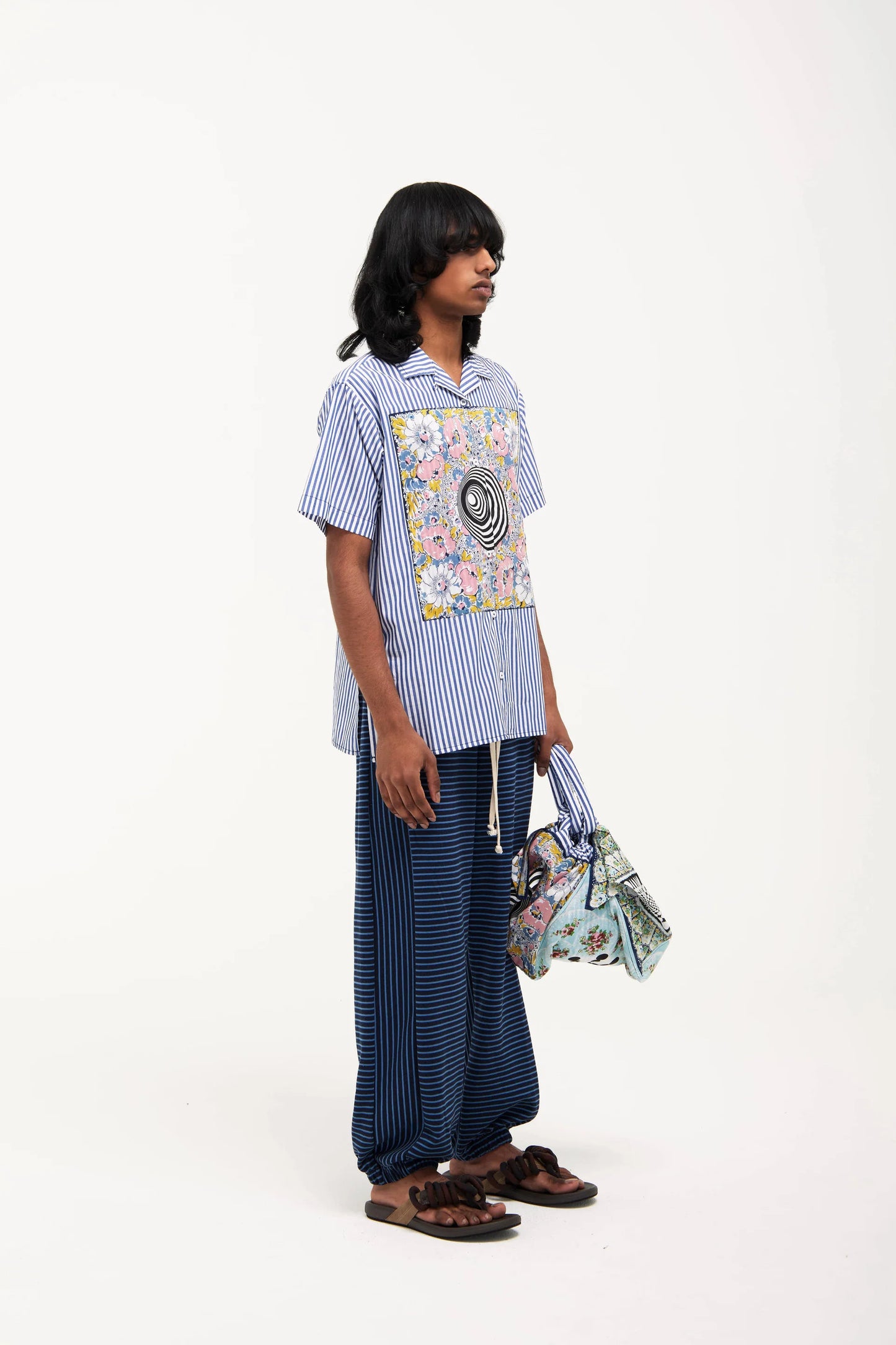 Handkerchief Shirt in Dark Blue with Spiral Motif