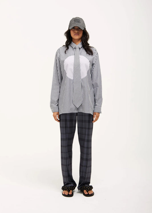 Sun Shirt with Tie in Black & Grey