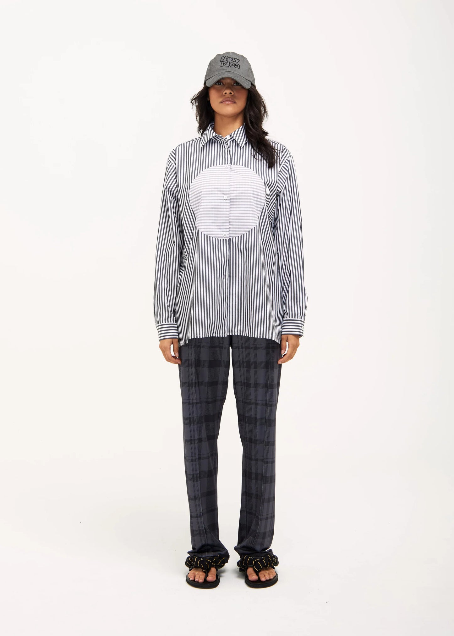 Sun Shirt with Tie in Black & Grey