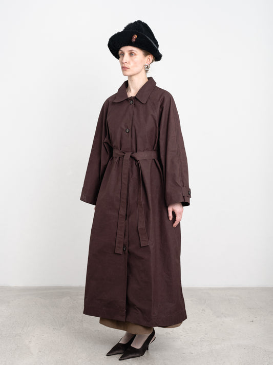 British Dry Oilskin Wickham Mac in Dark Mulberry