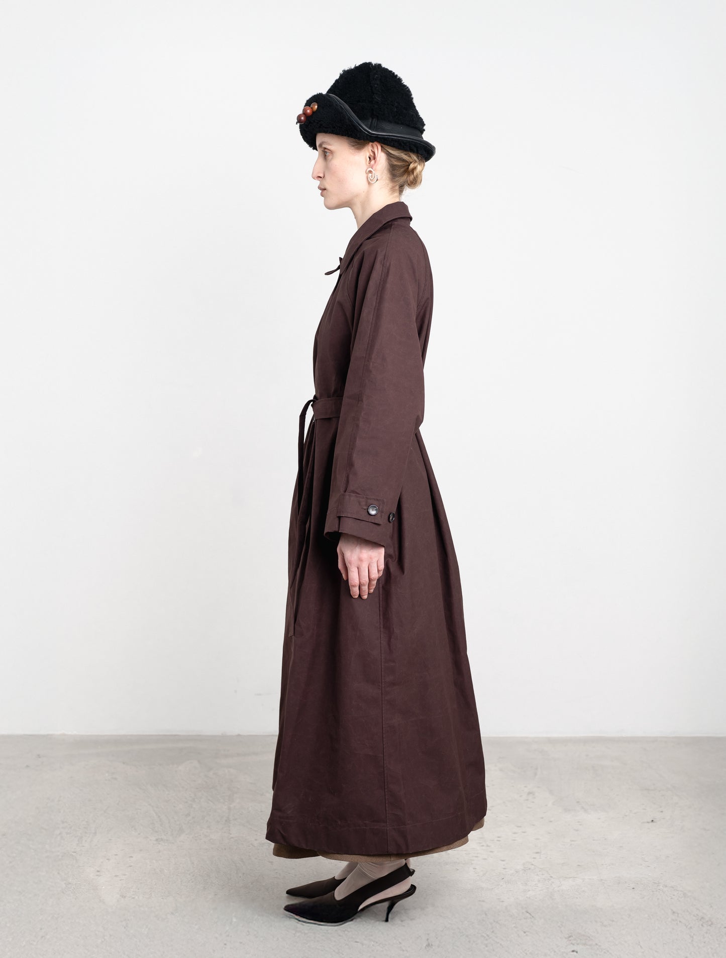 British Dry Oilskin Wickham Mac in Dark Mulberry