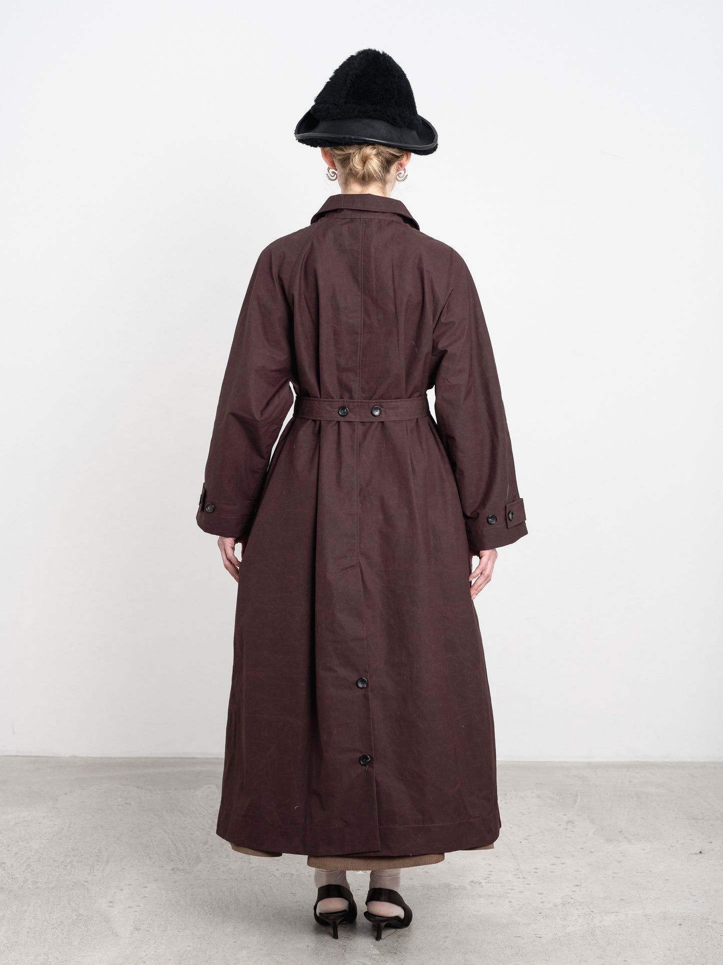 British Dry Oilskin Wickham Mac in Dark Mulberry