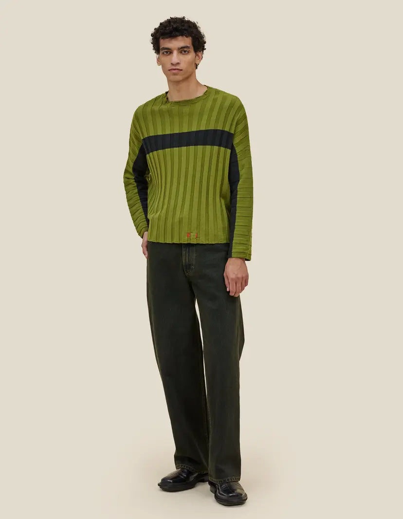 Wide Leg Jean in Moss