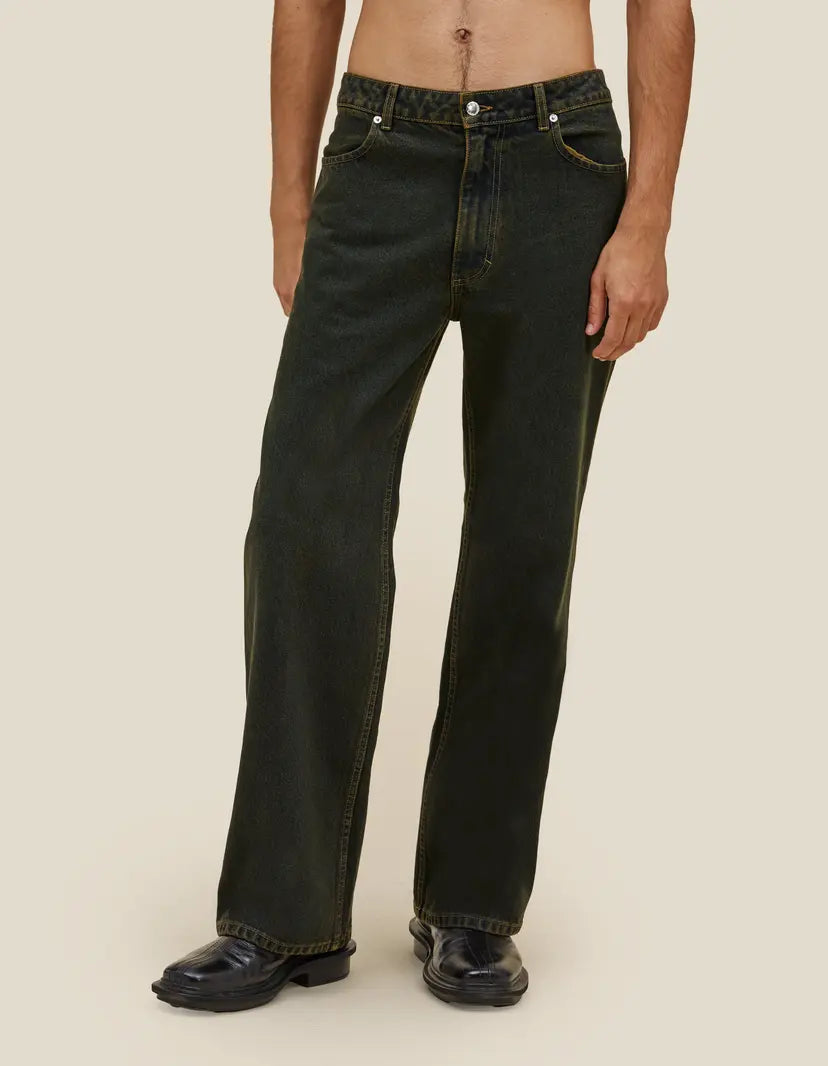 Wide Leg Jean in Moss