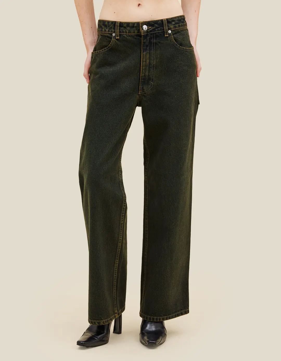 Wide Leg Jean in Moss