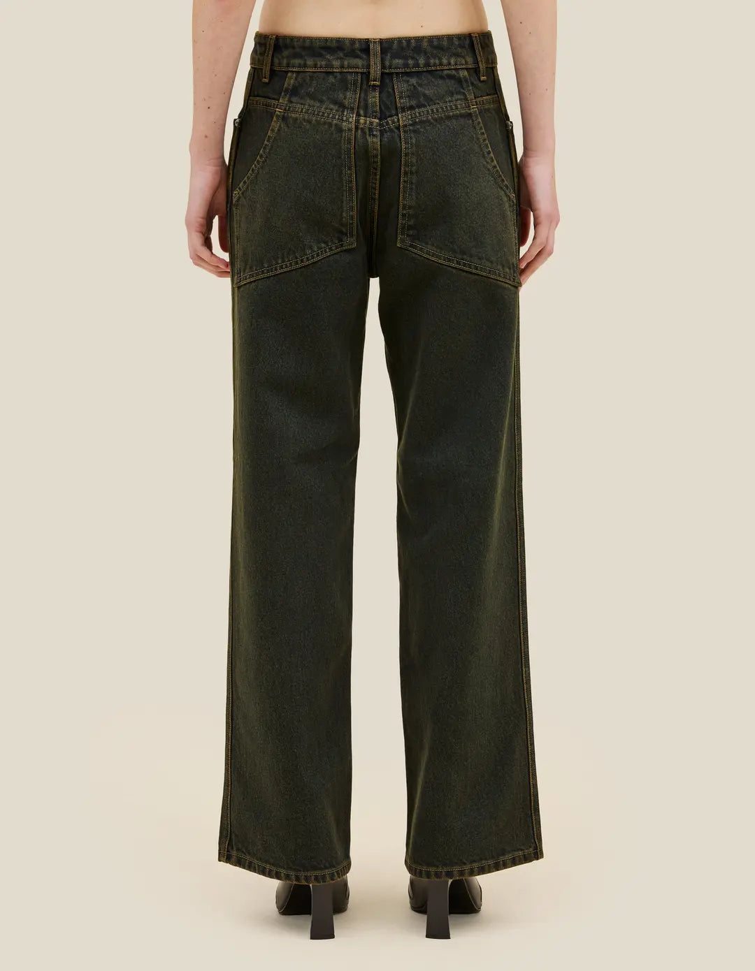 Wide Leg Jean in Moss