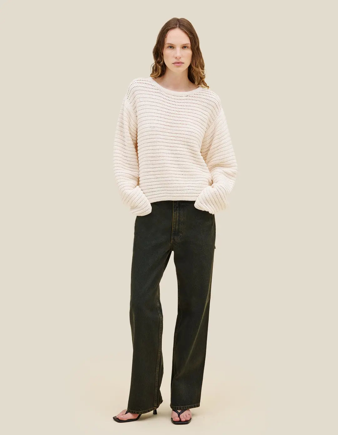 Wide Leg Jean in Moss