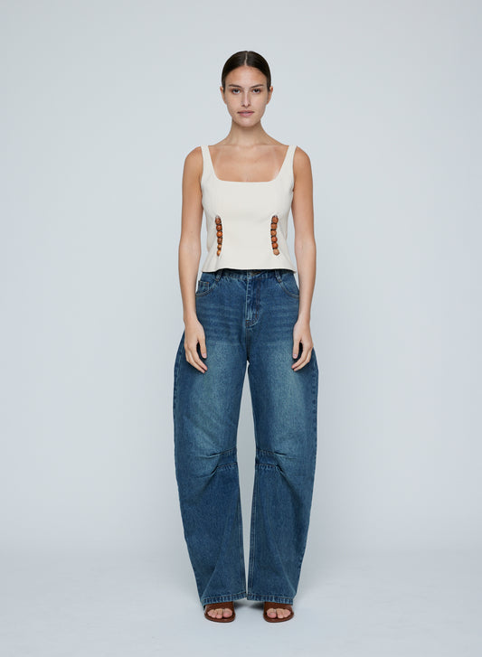 Darted Leg Jeans in Indigo