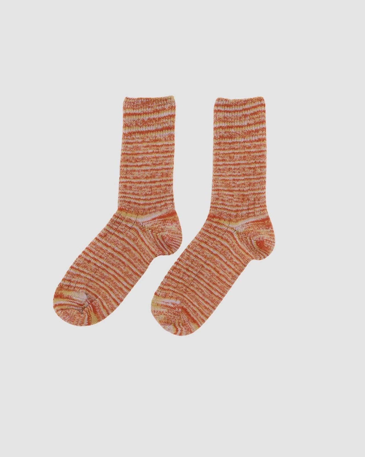 Twisted Overankle Socks in Orange Multicoloured