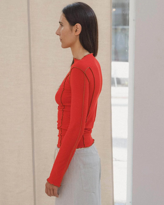 Omato Long Sleeve in My Red & Brown