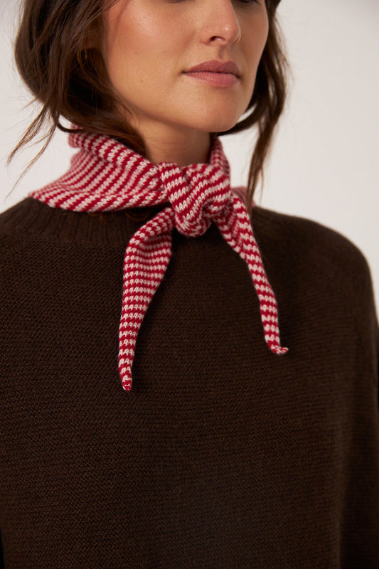 Daisy Scarf in Cherry, Creme Stripe
