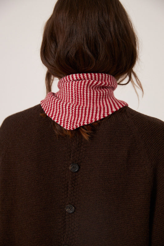Daisy Scarf in Cherry, Creme Stripe