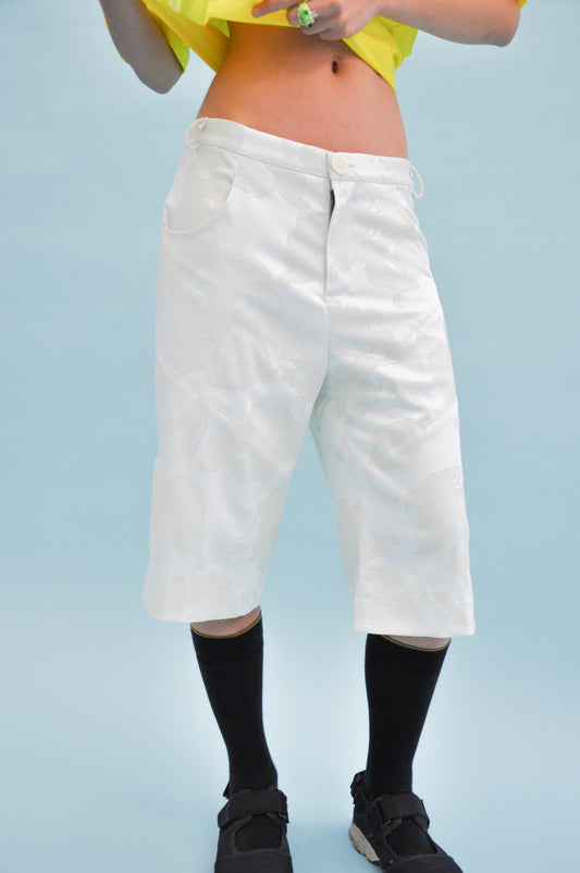 Biker Board Shorts in Off White