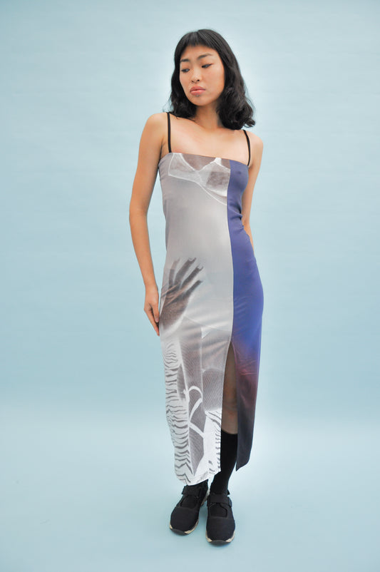 Lagoon Ripple Jersey Ankle Dress